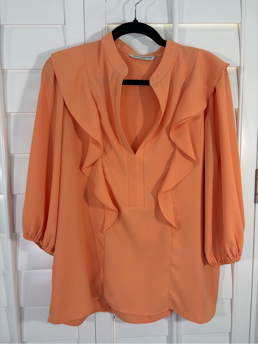 Amanda Uprichard Peach Ruffle Blouse (M)